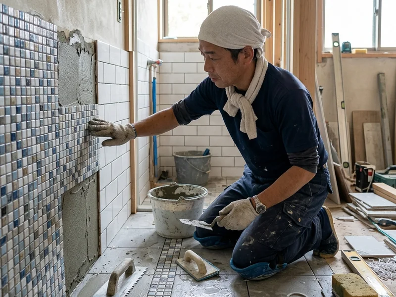 札幌近郊の玄関・浴室・外壁のタイル工事の施工事例