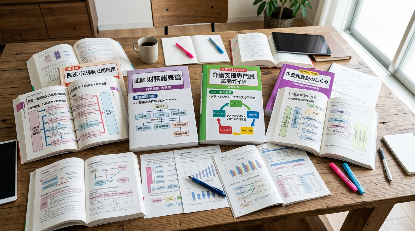 アプリ収録の図表サンプル — 民法・財務諸表・ケアマネ・不動産登記