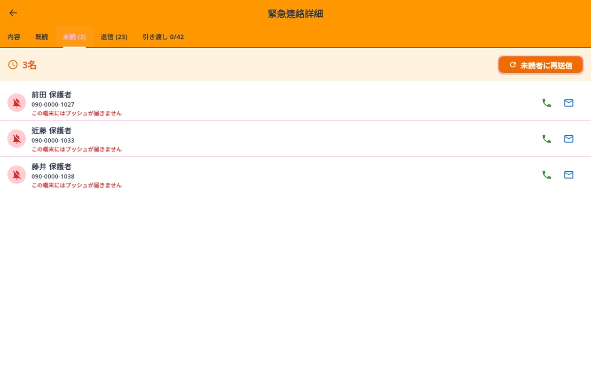 未読の保護者